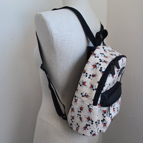 Disney Mickey Mouse Backpack BioWorld Cream Black Red Mini Bag NEW - Picture 15 of 16